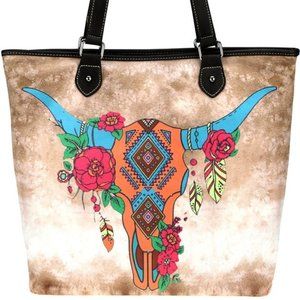 Floral Longhorn Montana West Tote Bag